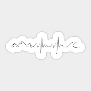 Love Mountains and Beach Wave Outdoor Adventure Heartbeat Sticker